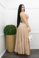 Frances Smocked Slit Maxi Dress-Maxi Dress-Moda Fina Boutique