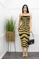 Gold Bodycon Midi Dress-Midi Dress-Moda Fina Boutique