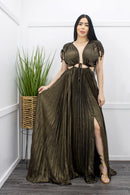 Gold Strappy Open Sides Slit Maxi Dress-Maxi Dress-Moda Fina Boutique