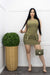 Green Bodycon Sleeveless Cargo Mini Dress-Mini Dress-Moda Fina Boutique