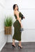 Green Crop Top Ruched Maxi Skirt SET-Set-Moda Fina Boutique