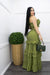 Green Crop Top Ruffed Maxi Skirt Set-Set-Moda Fina Boutique