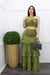 Green Crop Top Ruffed Maxi Skirt Set-Set-Moda Fina Boutique