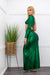 Green One Sleeve Top Slit Maxi Skirt Set-Set-Moda Fina Boutique