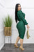 Green Ruched Long Sleeve Midi Dress-Midi Dress-Moda Fina Boutique