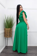 Green Ruffled Maxi Dress-Maxi Dress-Moda Fina Boutique