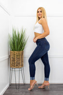 High Waist D Denim Skinny Jeans-Bottom-Moda Fina Boutique