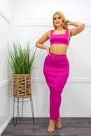 Pink Crop Top Maxi Skirt Set