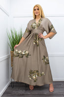 Kimono Style Silk Texture Maxi Dress-Maxi Dress-Moda Fina Boutique