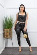 Leather Corset Top Pant Set-Set-Moda Fina Boutique