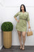 Linen Belted Mini Dress Green-Mini Dress-Moda Fina Boutique