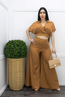 Linen Crop Top Wide Pant Set-Set-Moda Fina Boutique