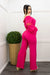 Linen Off Shoulder Top Flared Pant Set-Set-Moda Fina Boutique