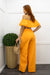 Linen Orange Crop Top Wide Leg Pant Set-Set-Moda Fina Boutique