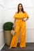 Linen Orange Crop Top Wide Leg Pant Set-Set-Moda Fina Boutique
