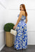 Linen Ruched Crop Top Pant Set Blue-Set-Moda Fina Boutique