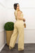 Linen Ruffled Sleeve Tie Back Jumpsuit-Jumpsuit-Moda Fina Boutique