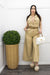 Linen Sleeveless Belted Jumpsuit Tan-Jumpsuit-Moda Fina Boutique