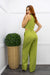 Linen Sleeveless Top Pant Set Green-Set-Moda Fina Boutique