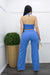 Linen Tie Back Top Pant Set Blue-Set-Moda Fina Boutique