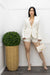 Linen White Blazer Belted Short Set-Set-Moda Fina Boutique