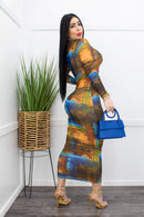 Long Sleeve Mash Midi Dress-Midi Dress-Moda Fina Boutique