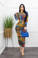 Long Sleeve Mash Midi Dress-Midi Dress-Moda Fina Boutique