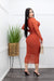 Long Sleeve Mash Midi Dress Rust-Midi Dress-Moda Fina Boutique