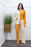 Long Sleeve Shirt Top Pant Set-Set-Moda Fina Boutique