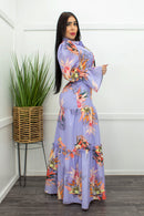 Long Sleeve Slit Ruffled Maxi Dress-Maxi Dress-Moda Fina Boutique