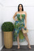 Mesh Tube Ruffle Slit Midi Dress Green-Midi Dress-Moda Fina Boutique