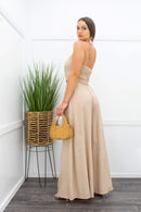 Nude Coreset With Matching Pant Set-Set-Moda Fina Boutique