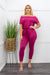 Off Shoulder Belted Skinny Jumpsuit-Jumpsuit-Moda Fina Boutique