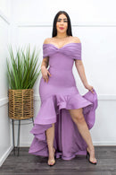 Off Shoulder Ruffled Gown Maxi Dress-Maxi Dress-Moda Fina Boutique