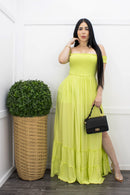 Off Shoulder Slit Maxi Dress-Maxi Dress-Moda Fina Boutique
