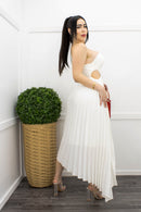 One Shoulder Open Side Maxi Dress White-Maxi Dress-Moda Fina Boutique