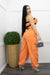 Orange Crop Top Cargo Pant Set-Set-Moda Fina Boutique