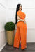 Orange Linen Crop Top Pant Set-Set-Moda Fina Boutique