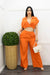 Orange Linen Crop Top Pant Set-Set-Moda Fina Boutique