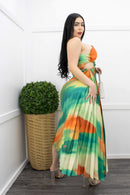 Orange One Shoulder Open Side Maxi Dress-Maxi Dress-Moda Fina Boutique