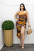 Orange Ruched High Slit Midi Dress-Midi Dress-Moda Fina Boutique