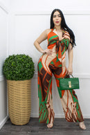 Orange Tie Front Sleeveless Jumpsuit-Jumpsuit-Moda Fina Boutique