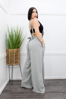 Overall Pocket Tan Wide Leg Jumpsuit Grey-Jumpsuit-Moda Fina Boutique