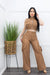 PU Sleeve Less Top Cargo Pant Set-Set-Moda Fina Boutique