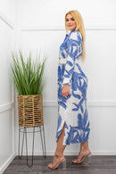 Palm Print Long Sleeve Maxi Dress-Maxi Dress-Moda Fina Boutique