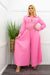 Pink Long Sleeve Belted Jumpsuit-Jumpsuit-Moda Fina Boutique