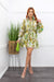 Plunge Ruffled Short Sleeve Green Mini Dress-Mini Dress-Moda Fina Boutique
