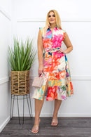 Printed Button Down Belted Maxi Dress-Maxi Dress-Moda Fina Boutique