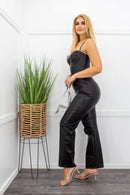 Pu Wide Leg Jumpsuit-Jumpsuit-Moda Fina Boutique