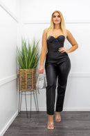 Pu Wide Leg Jumpsuit-Jumpsuit-Moda Fina Boutique